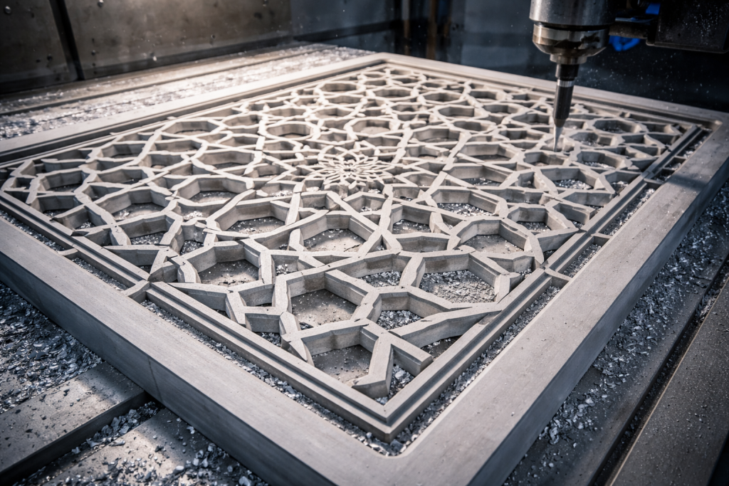 Teknologi CNC dalam Fabrikasi Panel GRC: Dari Desain Digital ke Produk Arsitektur Presisi chatgpt image feb 23, 2026, 01 50 47 pm