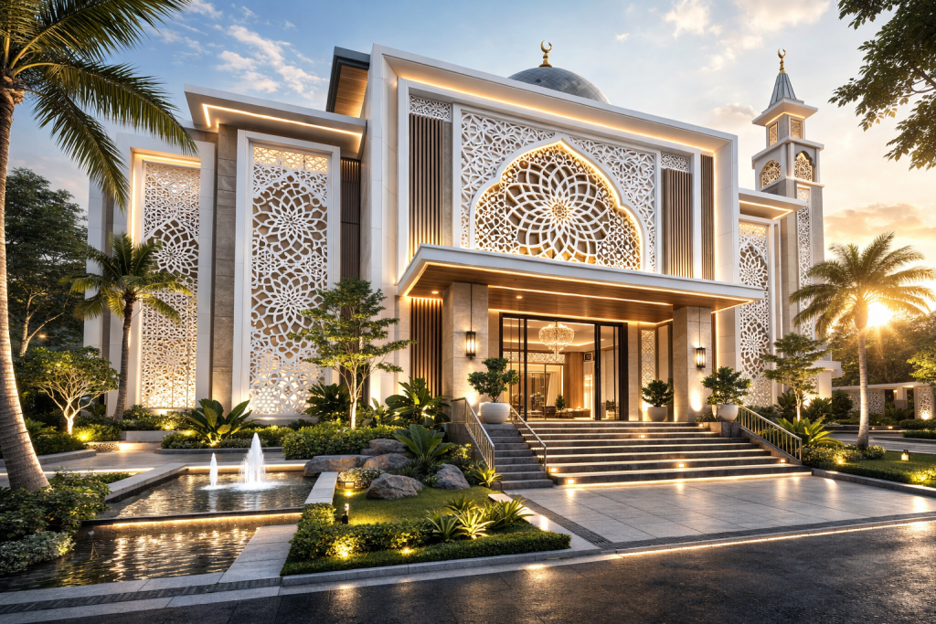 Jasa GRC fasad bangunan custom eksterior gedung komersial oleh GRC Artikon Indonesia