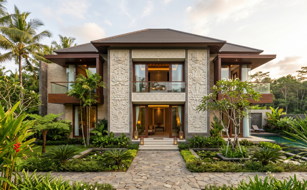 GRC memungkinkan motif tradisional Bali diterjemahkan ke dalam panel fasad modern yang presisi, memberikan villa identitas visual yang otentik sekaligus tahan lama di iklim tropis.